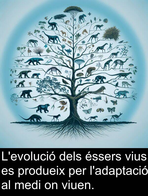 viuen: L'evolució dels éssers vius es produeix per l'adaptació al medi on viuen.