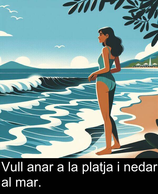 anar: Vull anar a la platja i nedar al mar.