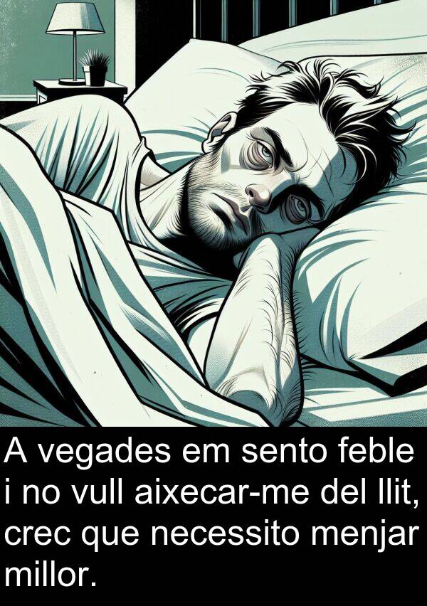necessito: A vegades em sento feble i no vull aixecar-me del llit, crec que necessito menjar millor.