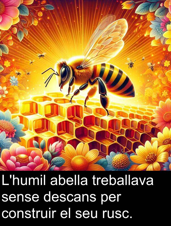 descans: L'humil abella treballava sense descans per construir el seu rusc.