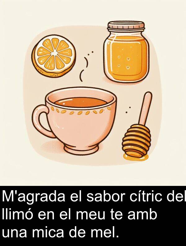 sabor: M'agrada el sabor cítric del llimó en el meu te amb una mica de mel.