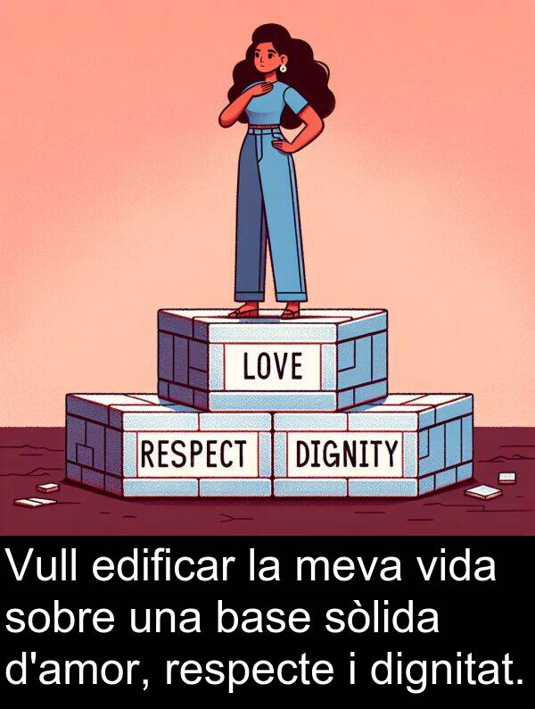 edificar: Vull edificar la meva vida sobre una base sòlida d'amor, respecte i dignitat.