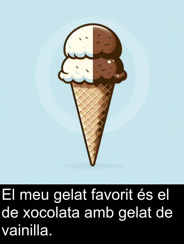 favorit: El meu gelat favorit és el de xocolata amb gelat de vainilla.