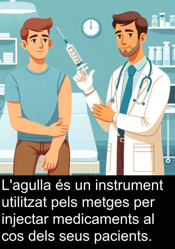 cos: L'agulla és un instrument utilitzat pels metges per injectar medicaments al cos dels seus pacients.