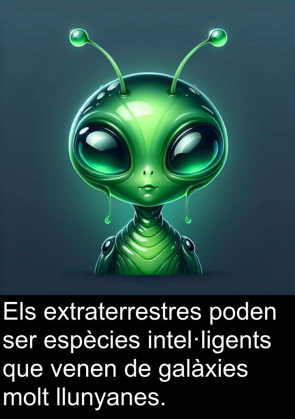 venen: Els extraterrestres poden ser espècies intel·ligents que venen de galàxies molt llunyanes.