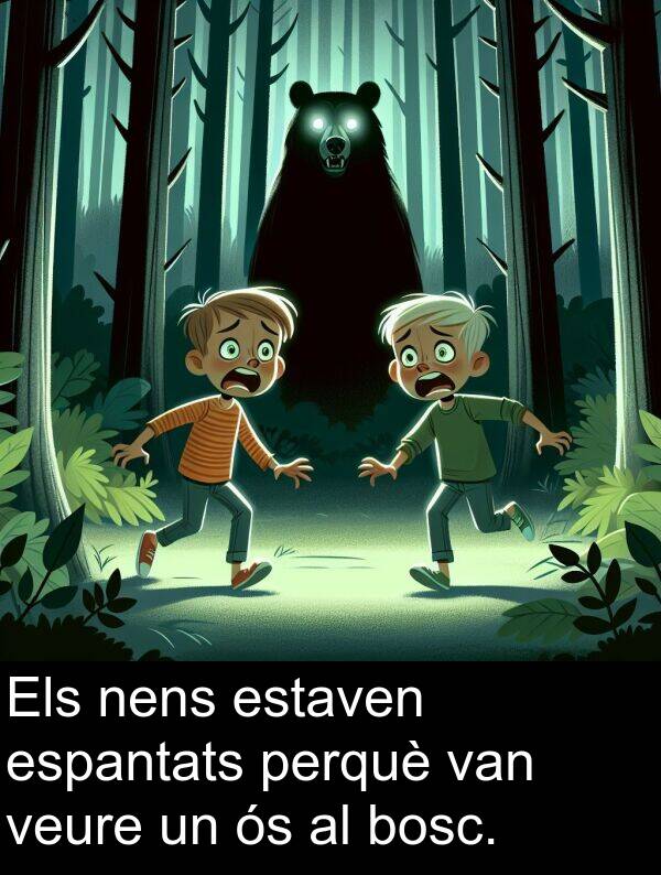 estaven: Els nens estaven espantats perquè van veure un ós al bosc.