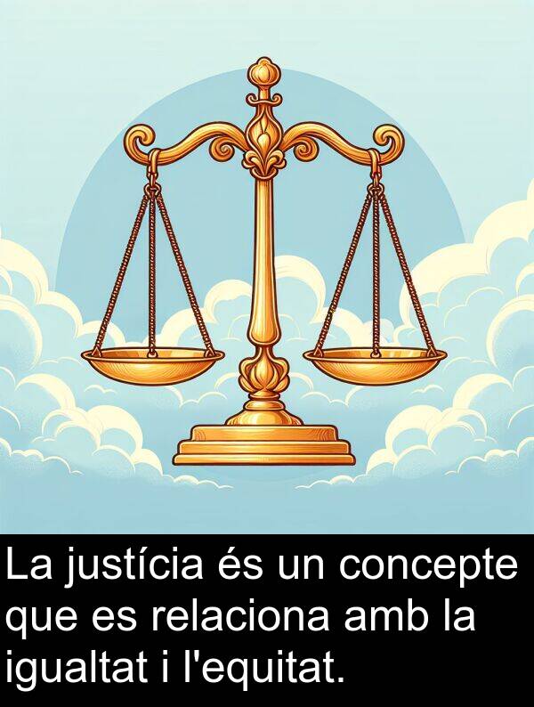 igualtat: La justícia és un concepte que es relaciona amb la igualtat i l'equitat.