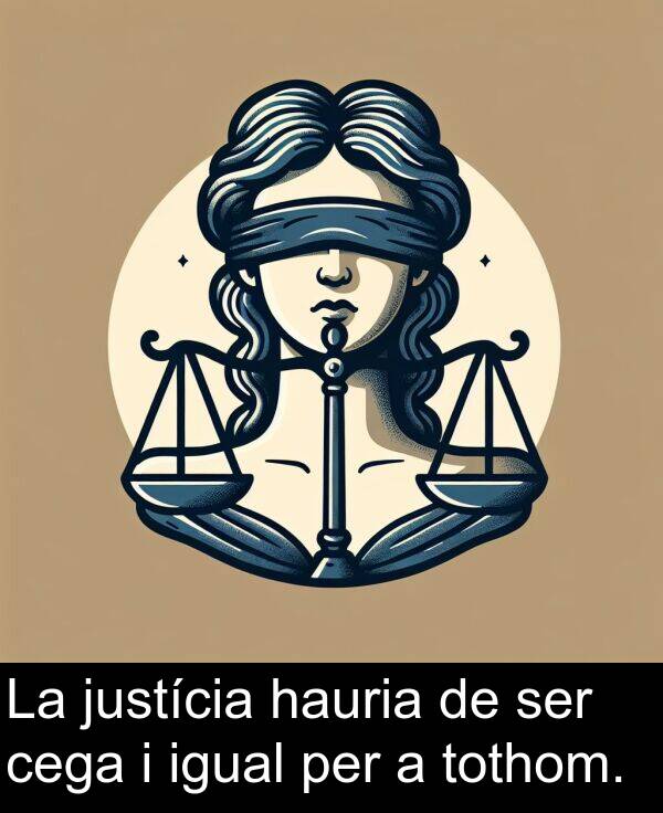 igual: La justícia hauria de ser cega i igual per a tothom.