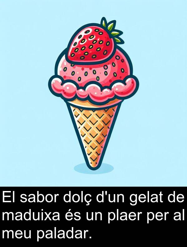 paladar: El sabor dolç d'un gelat de maduixa és un plaer per al meu paladar.
