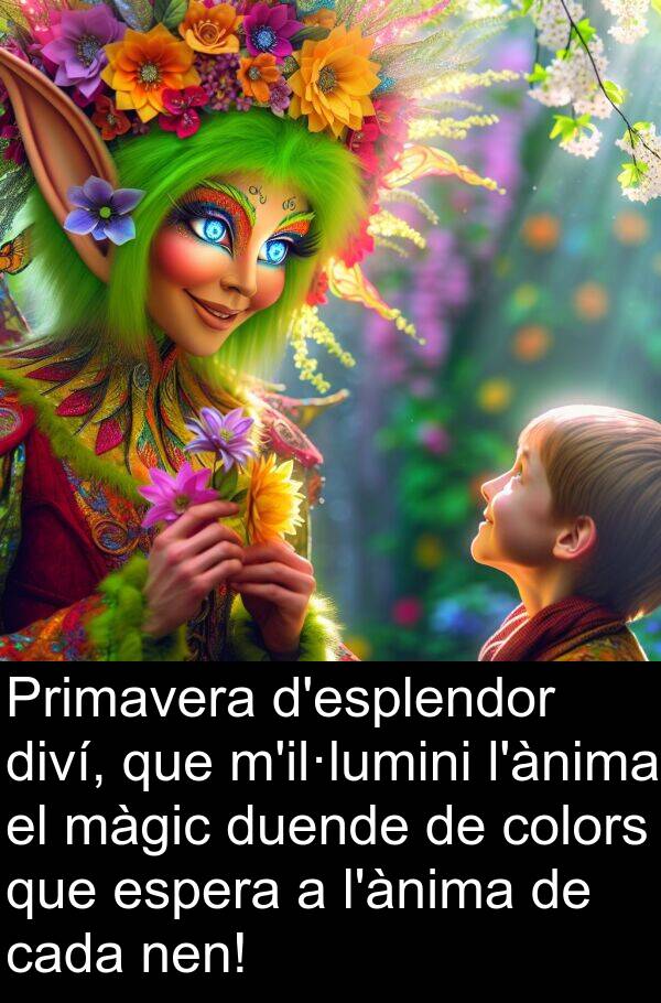 diví: Primavera d'esplendor diví, que m'il·lumini l'ànima el màgic duende de colors que espera a l'ànima de cada nen!