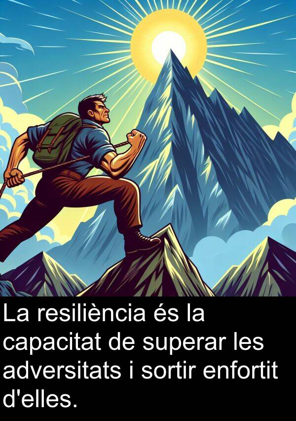 superar: La resiliència és la capacitat de superar les adversitats i sortir enfortit d'elles.