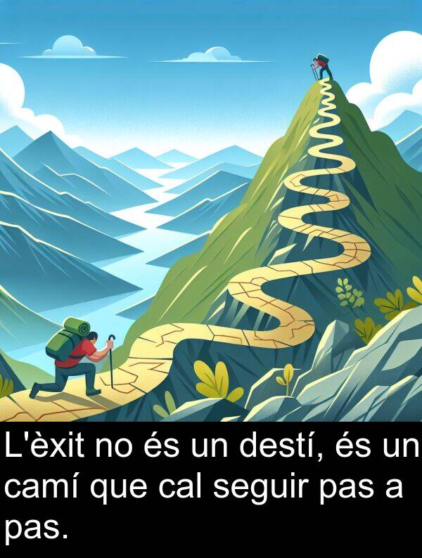 seguir: L'èxit no és un destí, és un camí que cal seguir pas a pas.