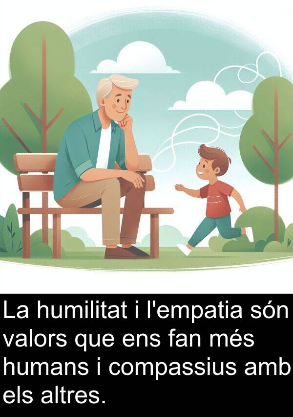 humilitat: La humilitat i l'empatia són valors que ens fan més humans i compassius amb els altres.