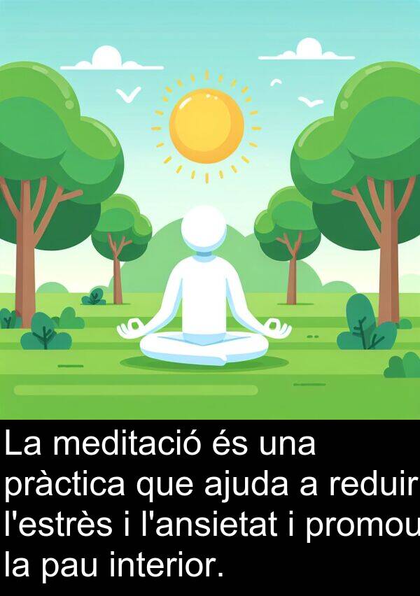 pau: La meditació és una pràctica que ajuda a reduir l'estrès i l'ansietat i promou la pau interior.
