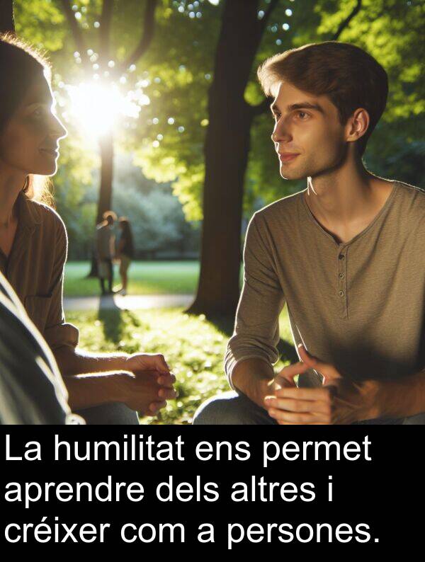 humilitat: La humilitat ens permet aprendre dels altres i créixer com a persones.