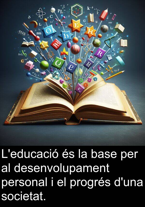 desenvolupament: L'educació és la base per al desenvolupament personal i el progrés d'una societat.
