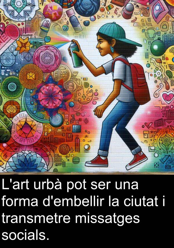 forma: L'art urbà pot ser una forma d'embellir la ciutat i transmetre missatges socials.