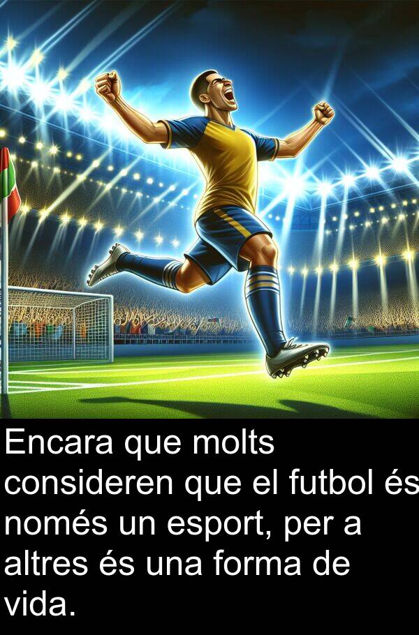 forma: Encara que molts consideren que el futbol és només un esport, per a altres és una forma de vida.
