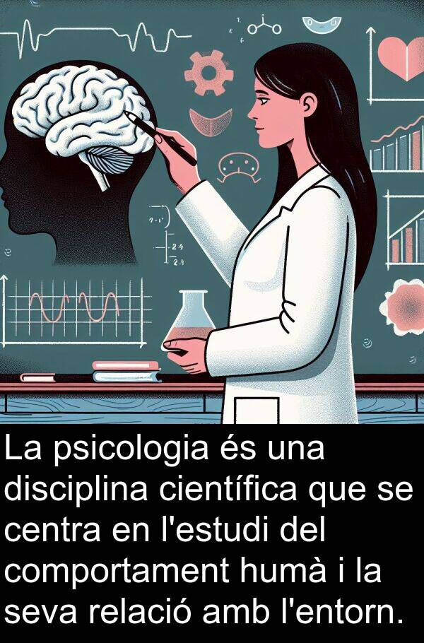 disciplina: La psicologia és una disciplina científica que se centra en l'estudi del comportament humà i la seva relació amb l'entorn.