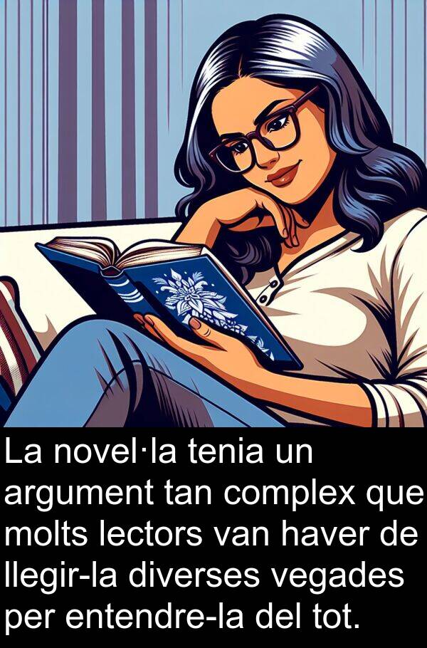 diverses: La novel·la tenia un argument tan complex que molts lectors van haver de llegir-la diverses vegades per entendre-la del tot.