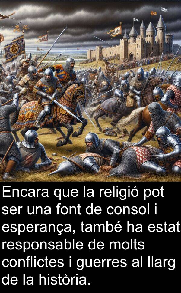 font: Encara que la religió pot ser una font de consol i esperança, també ha estat responsable de molts conflictes i guerres al llarg de la història.