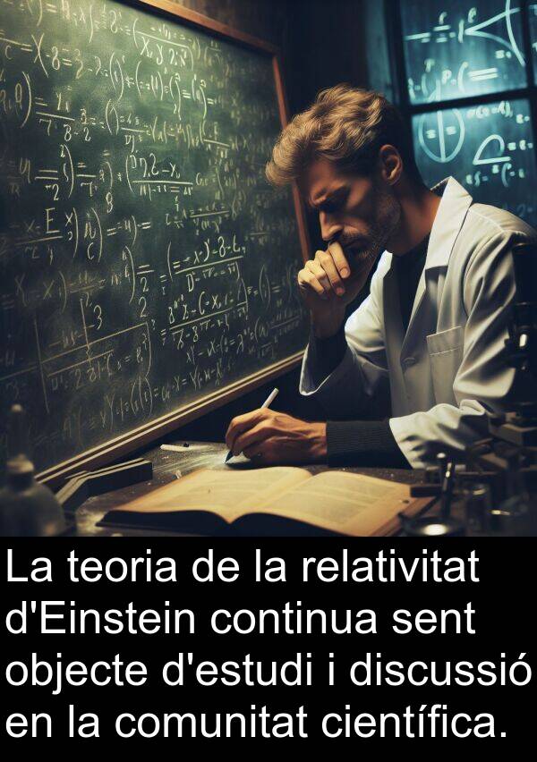discussió: La teoria de la relativitat d'Einstein continua sent objecte d'estudi i discussió en la comunitat científica.