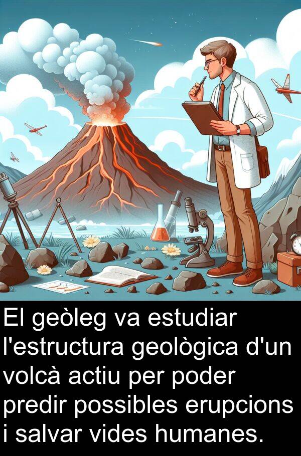 humanes: El geòleg va estudiar l'estructura geològica d'un volcà actiu per poder predir possibles erupcions i salvar vides humanes.