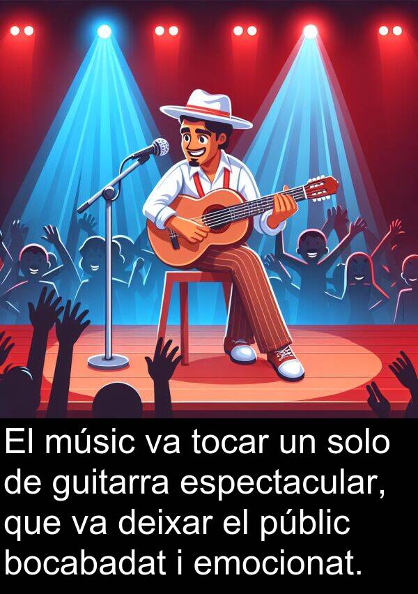 guitarra: El músic va tocar un solo de guitarra espectacular, que va deixar el públic bocabadat i emocionat.