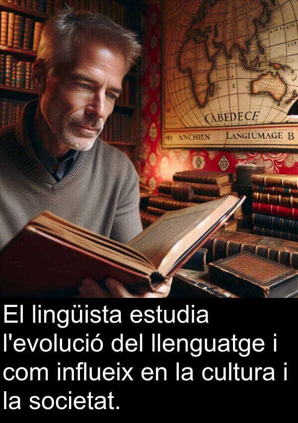 llenguatge: El lingüista estudia l'evolució del llenguatge i com influeix en la cultura i la societat.