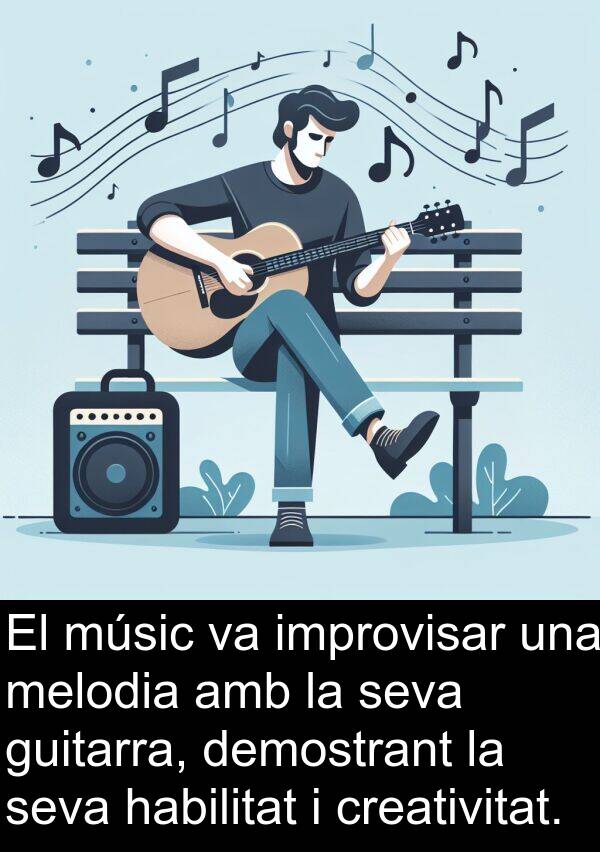 guitarra: El músic va improvisar una melodia amb la seva guitarra, demostrant la seva habilitat i creativitat.