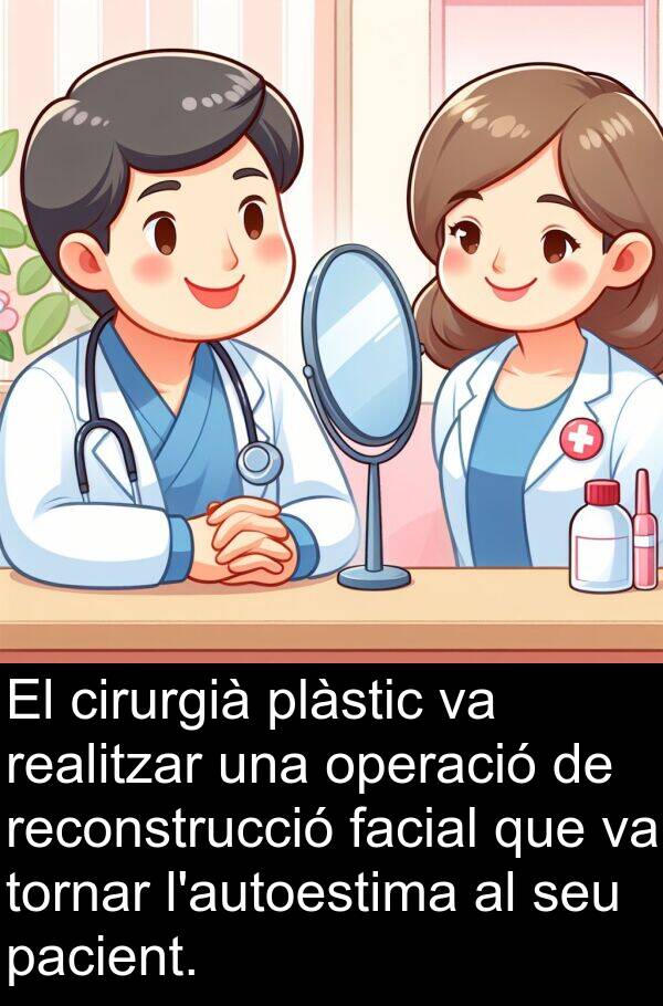 tornar: El cirurgià plàstic va realitzar una operació de reconstrucció facial que va tornar l'autoestima al seu pacient.