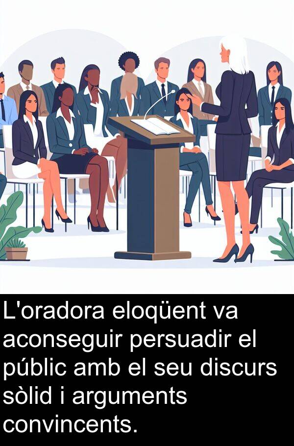 sòlid: L'oradora eloqüent va aconseguir persuadir el públic amb el seu discurs sòlid i arguments convincents.