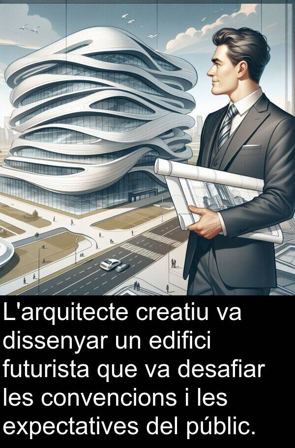 edifici: L'arquitecte creatiu va dissenyar un edifici futurista que va desafiar les convencions i les expectatives del públic.