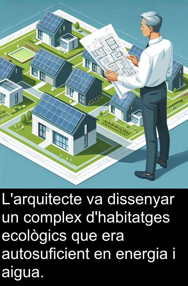 ecològics: L'arquitecte va dissenyar un complex d'habitatges ecològics que era autosuficient en energia i aigua.