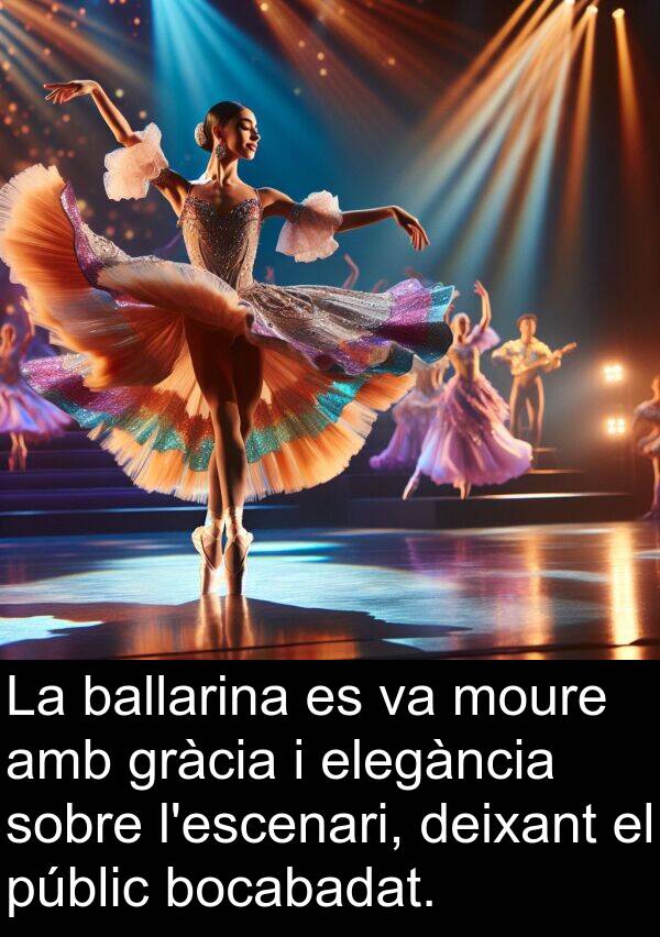 elegància: La ballarina es va moure amb gràcia i elegància sobre l'escenari, deixant el públic bocabadat.