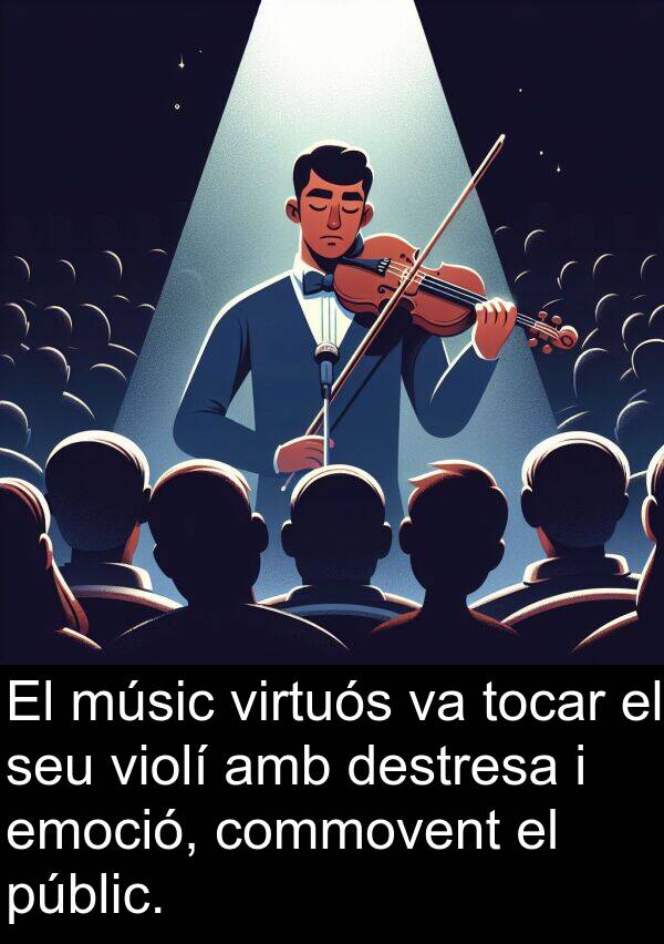 emoció: El músic virtuós va tocar el seu violí amb destresa i emoció, commovent el públic.