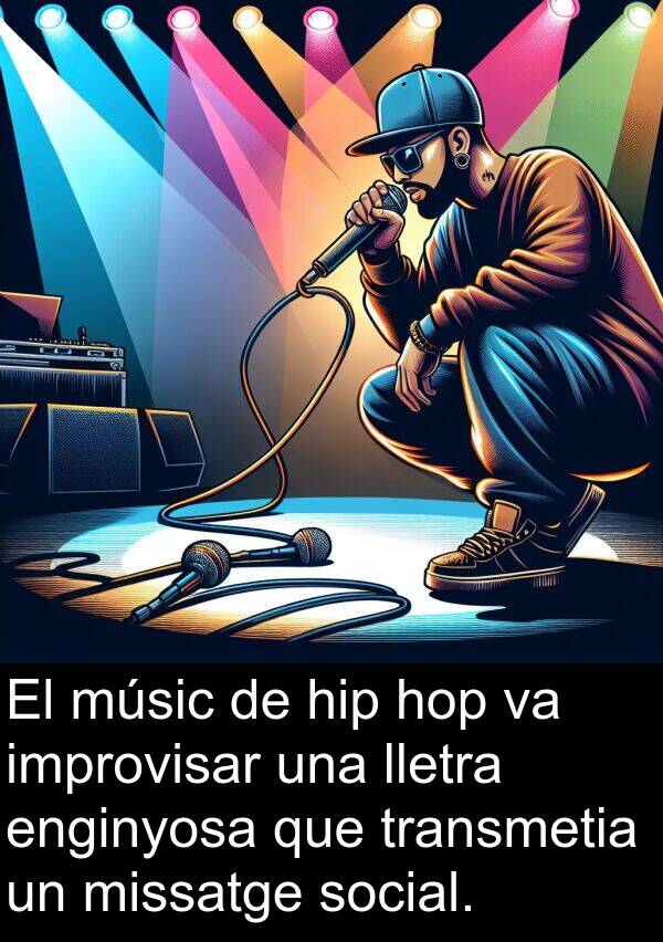 missatge: El músic de hip hop va improvisar una lletra enginyosa que transmetia un missatge social.