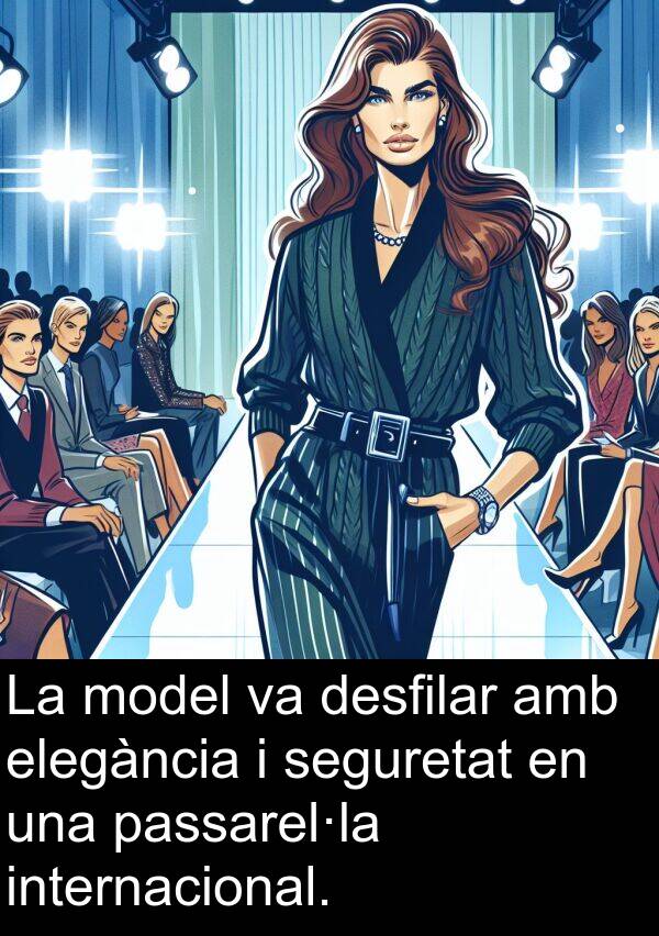 seguretat: La model va desfilar amb elegància i seguretat en una passarel·la internacional.