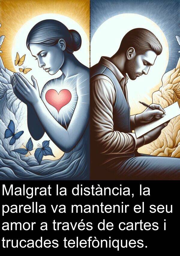 amor: Malgrat la distància, la parella va mantenir el seu amor a través de cartes i trucades telefòniques.