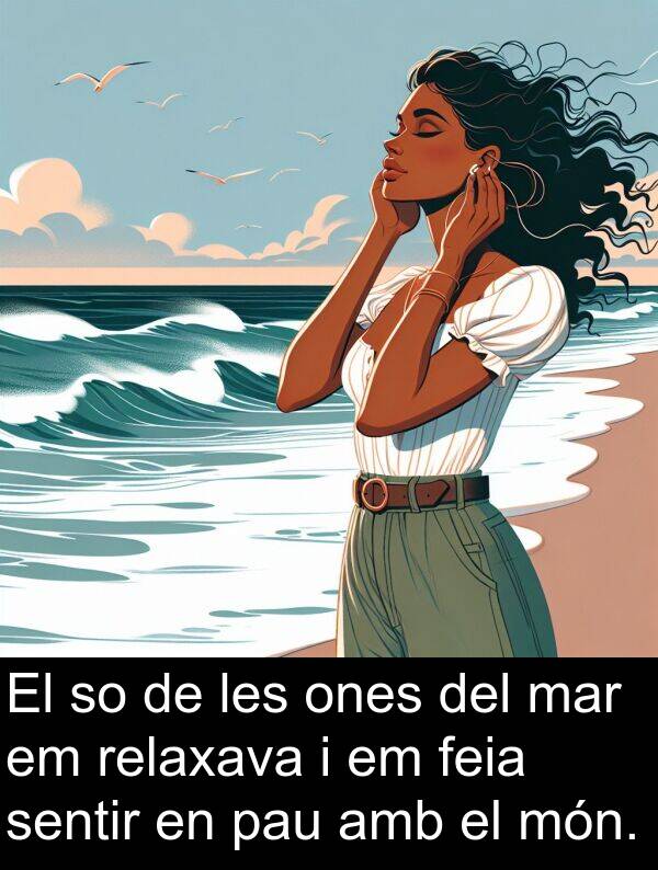 pau: El so de les ones del mar em relaxava i em feia sentir en pau amb el món.