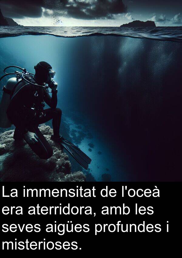 profundes: La immensitat de l'oceà era aterridora, amb les seves aigües profundes i misterioses.