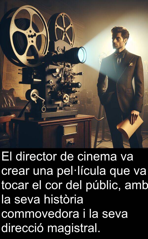 pel·lícula: El director de cinema va crear una pel·lícula que va tocar el cor del públic, amb la seva història commovedora i la seva direcció magistral.