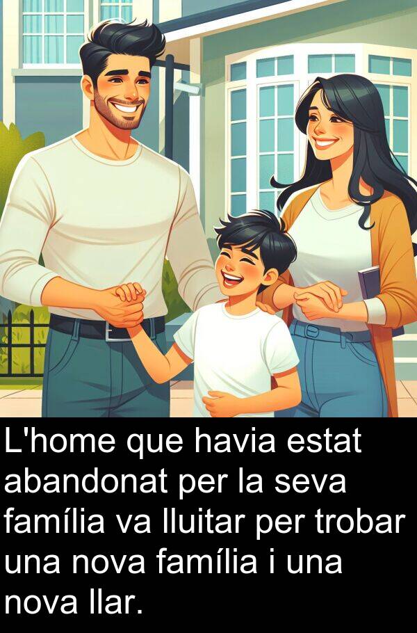 lluitar: L'home que havia estat abandonat per la seva família va lluitar per trobar una nova família i una nova llar.