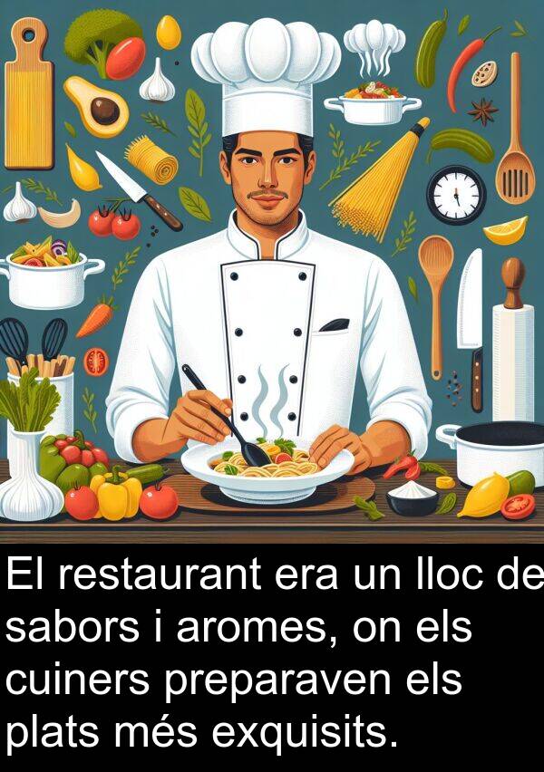 sabors: El restaurant era un lloc de sabors i aromes, on els cuiners preparaven els plats més exquisits.