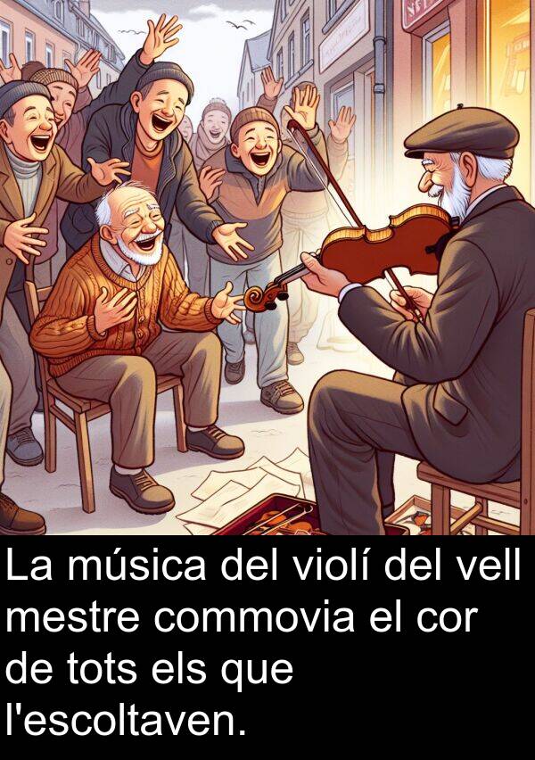 mestre: La música del violí del vell mestre commovia el cor de tots els que l'escoltaven.