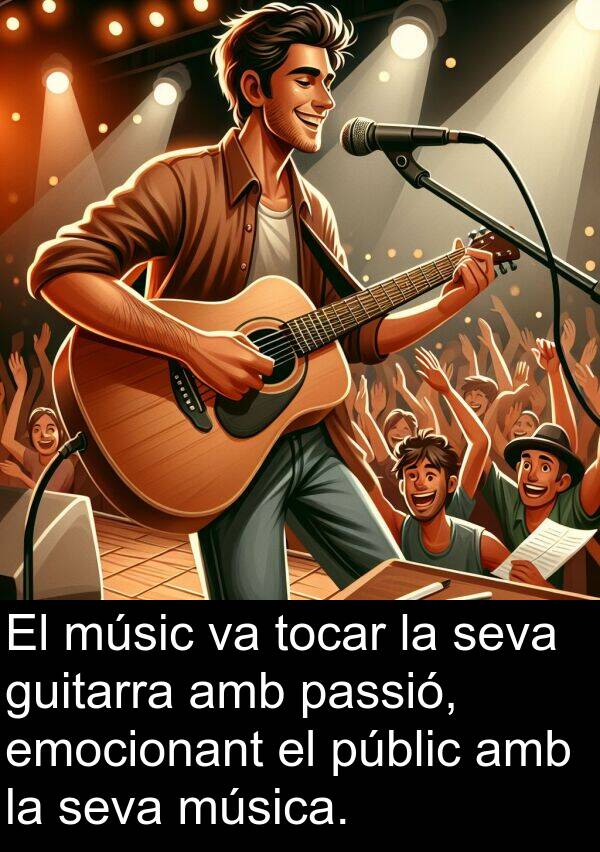 guitarra: El músic va tocar la seva guitarra amb passió, emocionant el públic amb la seva música.