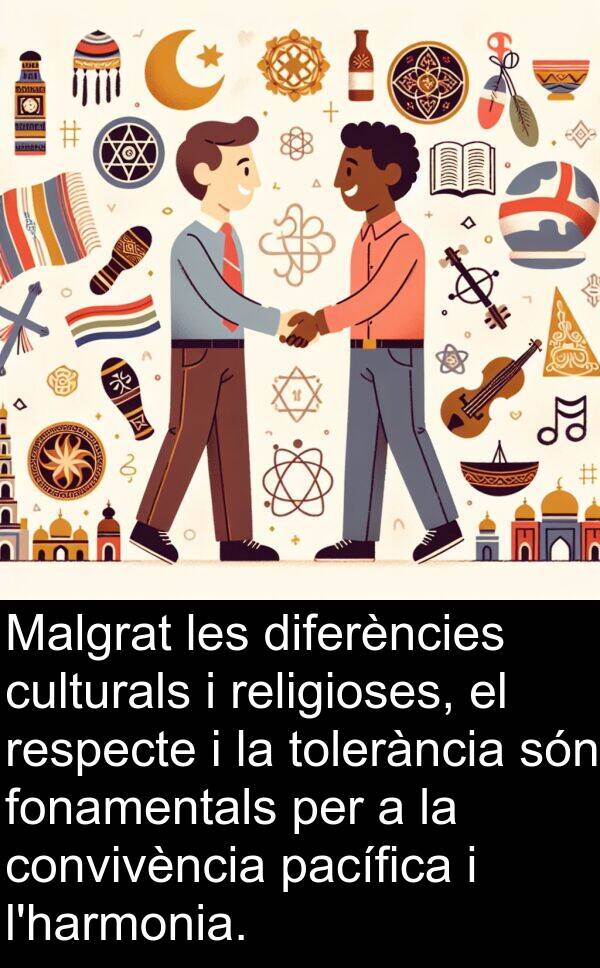 culturals: Malgrat les diferències culturals i religioses, el respecte i la tolerància són fonamentals per a la convivència pacífica i l'harmonia.