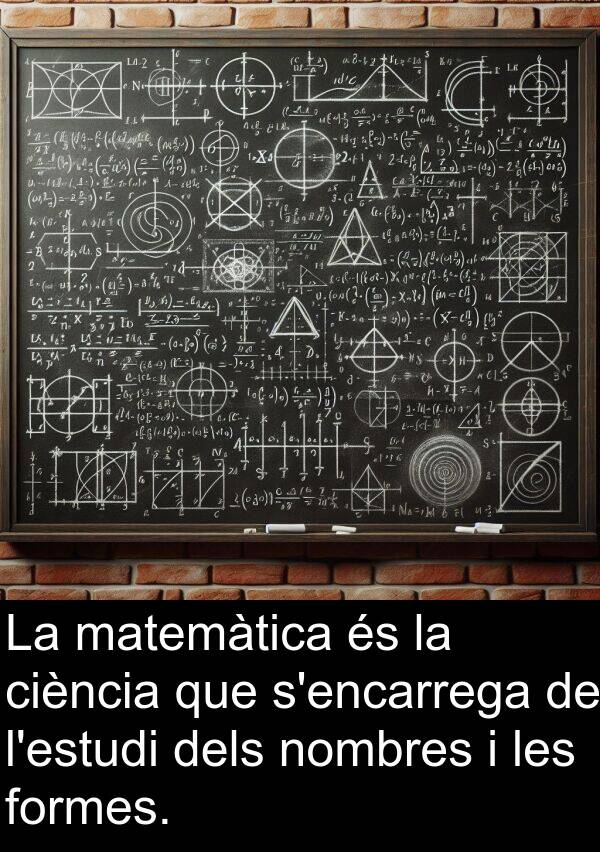 formes: La matemàtica és la ciència que s'encarrega de l'estudi dels nombres i les formes.