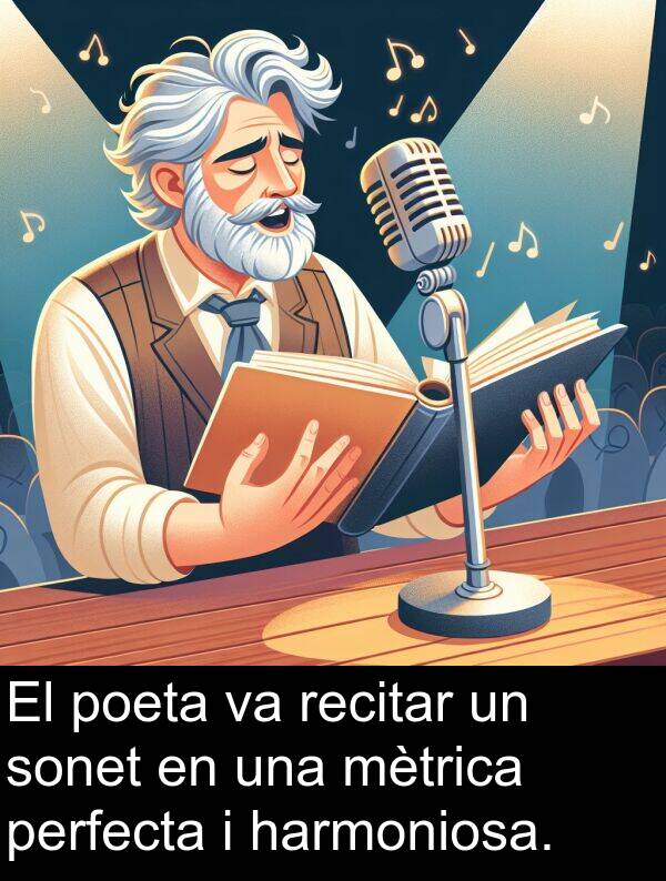 harmoniosa: El poeta va recitar un sonet en una mètrica perfecta i harmoniosa.
