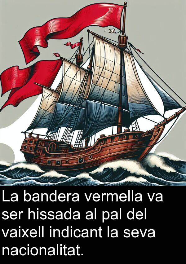 nacionalitat: La bandera vermella va ser hissada al pal del vaixell indicant la seva nacionalitat.